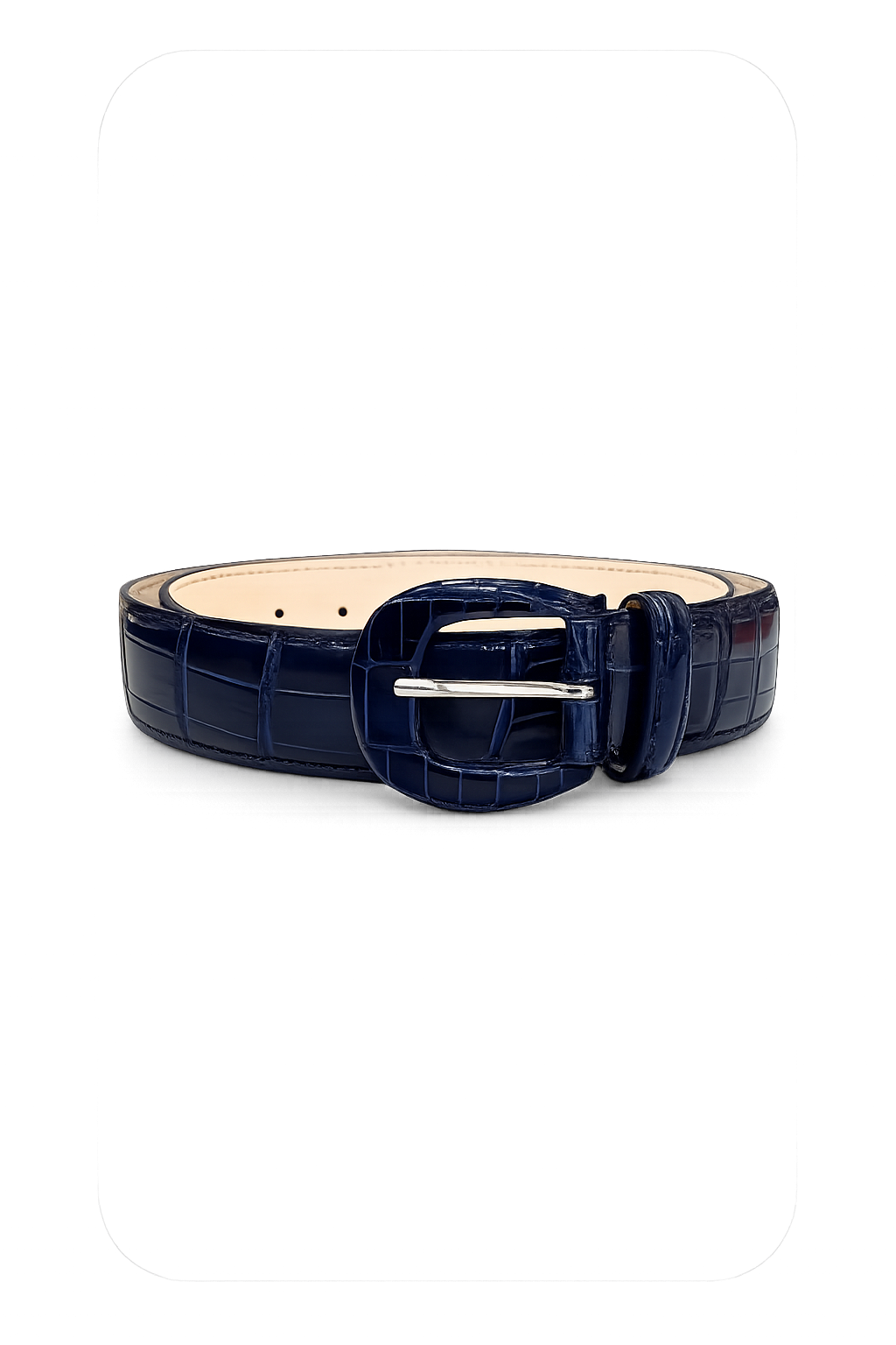 Cintura da Donna in Coccodrillo Lucido Blu