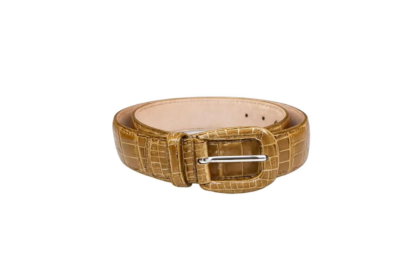 Cintura da Donna in Coccodrillo Lucido Beige