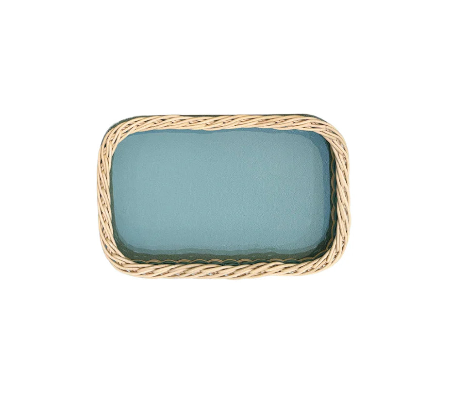 Orsay Leather & Rattan Tray Rectangular Large