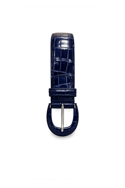 Cintura da Donna in Coccodrillo Lucido Blu