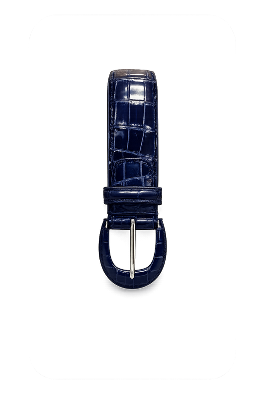 Cintura da Donna in Coccodrillo Lucido Blu