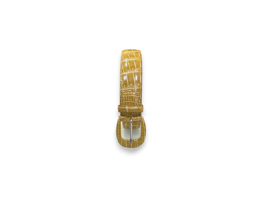 Cintura da Donna in Coccodrillo Lucido Beige
