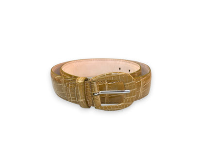 Cintura da Donna in Coccodrillo Lucido Beige