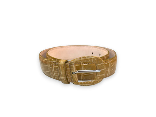 Cintura da Donna in Coccodrillo Lucido Beige