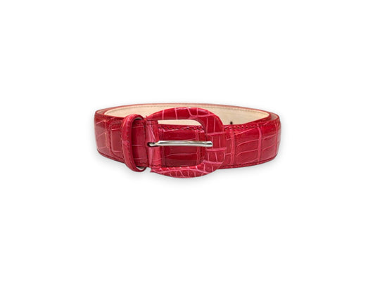Cintura da Donna in Coccodrillo Lucido Fragola