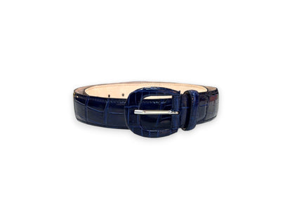 Cintura da Donna in Coccodrillo Lucido Blu