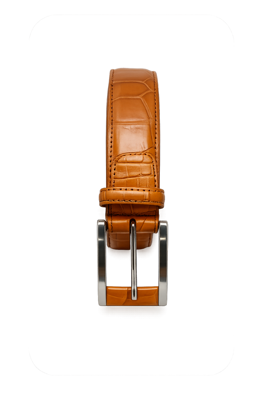 Cintura in Alligatore Cammello