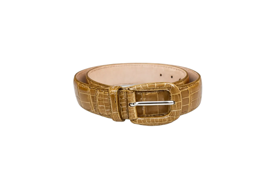 Cintura da Donna in Coccodrillo Lucido Beige
