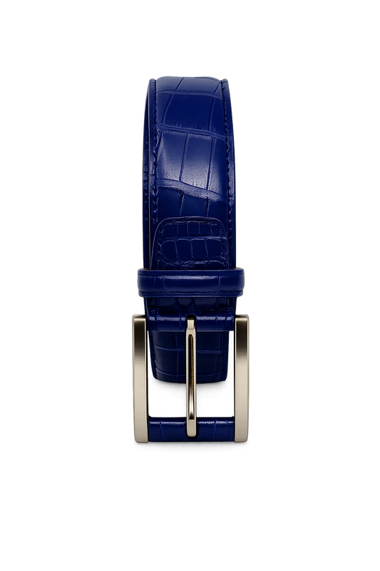 Cintura in Alligatore Bluette