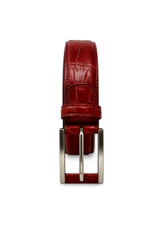 Cintura in Alligatore Rosso