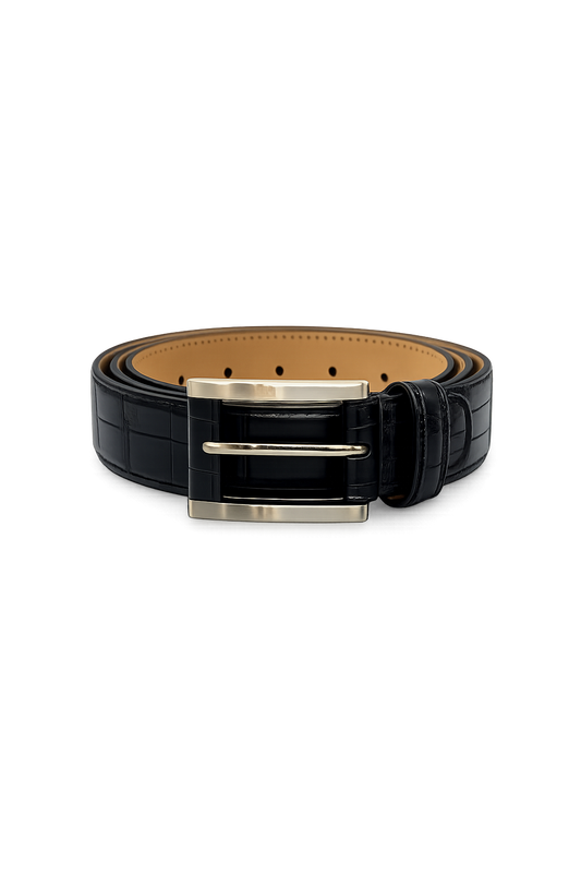 Cintura in Alligatore Nero