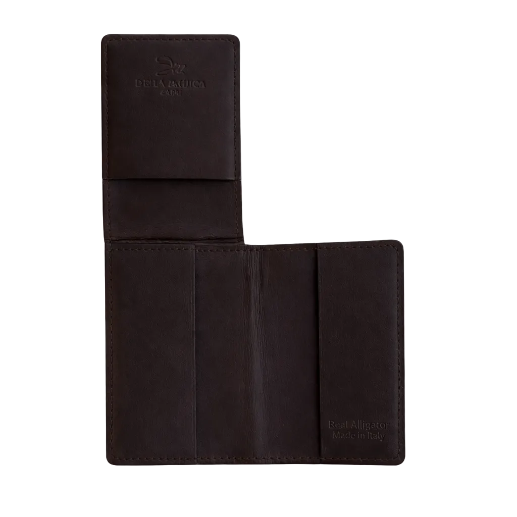 Porta carte pieghevole in Alligatore