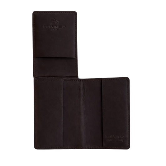 Porta carte pieghevole in Alligatore