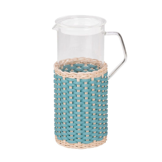 Marseille Leather & Rattan Glass Pitcher