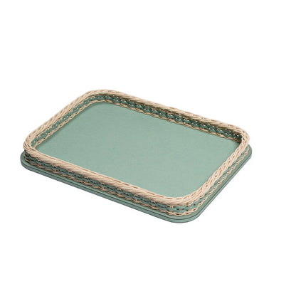 Orsay Leather &amp; Rattan Tray Rectangular Large