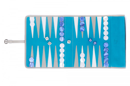 Backgammon de voyage - Cuir et velours