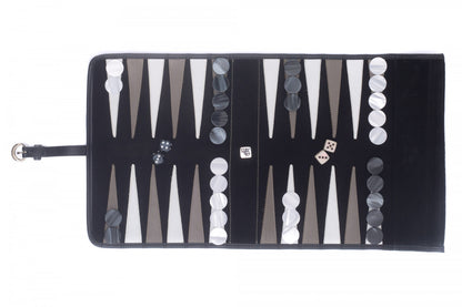 Backgammon de voyage - Cuir et velours