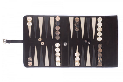 Backgammon de voyage - Cuir et velours