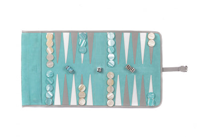 Backgammon de voyage - Cuir et velours
